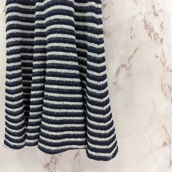 Theory Dress Women 10 Medium Blue Stripe Swing Organic Cotton Crew Neck Texture - Picture 4 of 12